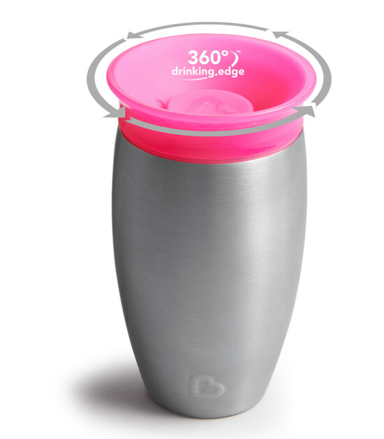 Munchkin Mucize 360 Çelik Alıştırma Bardağı // Pembe