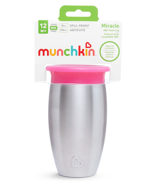 Munchkin Mucize 360 Çelik Alıştırma Bardağı // Pembe