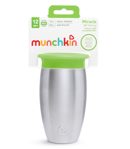 Munchkin Mucize 360 Çelik Alıştırma Bardağı // Yeşil