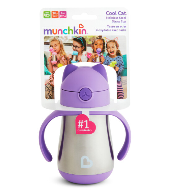 Munchkin Pipetili Paslanmaz Çelik Bardak // Mor