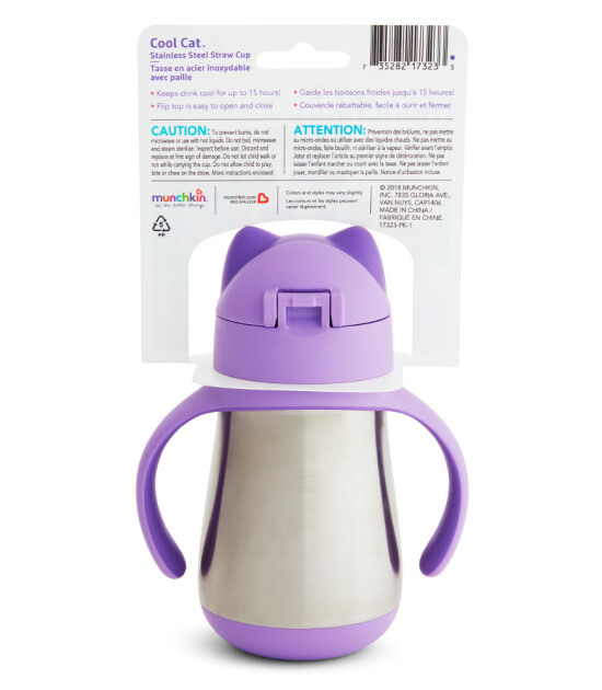 Munchkin Pipetili Paslanmaz Çelik Bardak // Mor