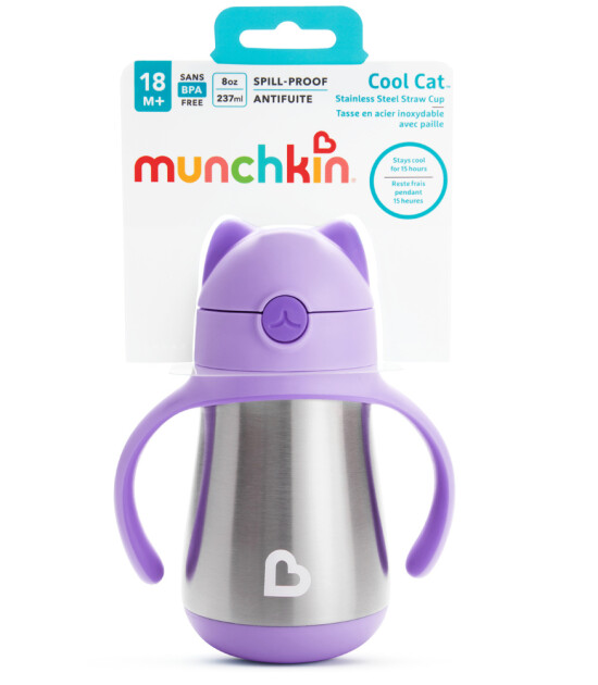 Munchkin Pipetili Paslanmaz Çelik Bardak // Mor