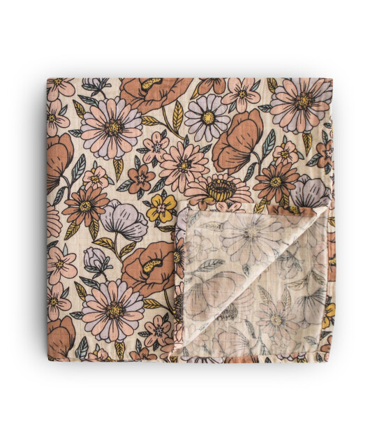 Mushie Organik Müslin Örtü // Retro Flowers