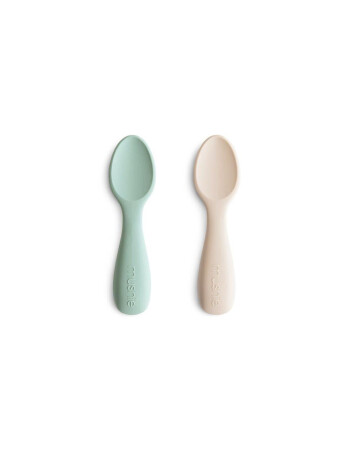 Mushie Başlangı&ccedil; Silikon Kaşık Set // Cambridge Blue - Shifting Sand