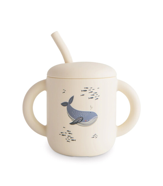 Mushie Pipetli Silikon Alıştırma Bardağı // Whales
