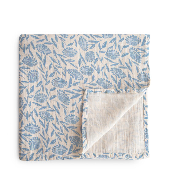 Mushie Organik Müslin Örtü // Blue Flowers