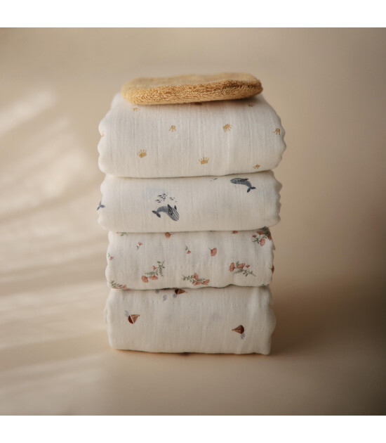 Mushie Organik Müslin Örtü // Whales