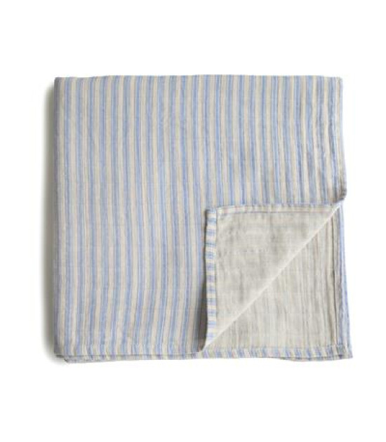 Mushie Organik Müslin Örtü // Blue Stripe