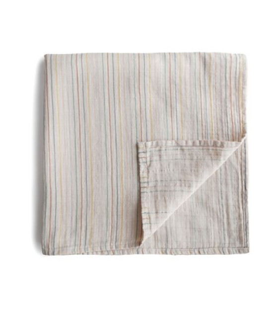 Mushie Organik Müslin Örtü // Retro Stripes