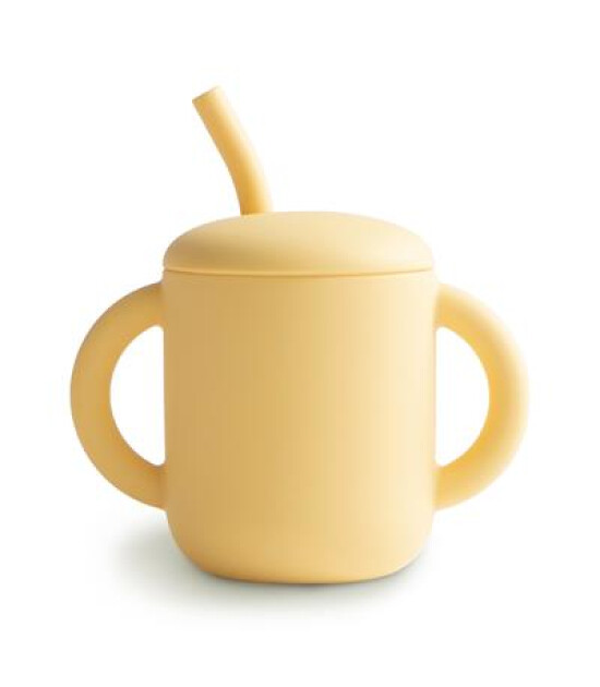 Mushie Pipetli Silikon Alıştırma Bardağı // Pale Daffodil