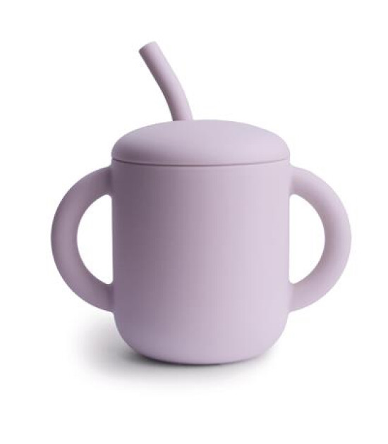 Mushie Pipetli Silikon Alıştırma Bardağı // Soft Lilac