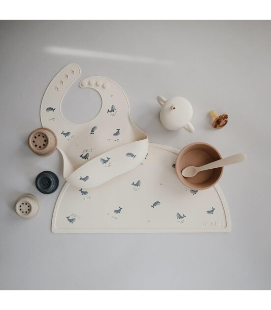 Mushie Silikon Mama Önlük // Whales