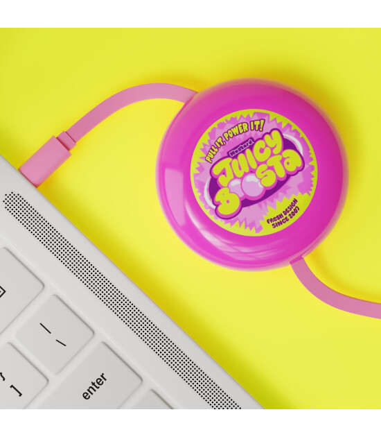 Mustard Juicy Boosta Hızlı Şarj Kablosu // Pembe