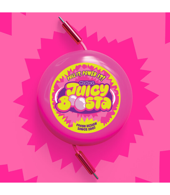 Mustard Juicy Boosta Hızlı Şarj Kablosu // Pembe