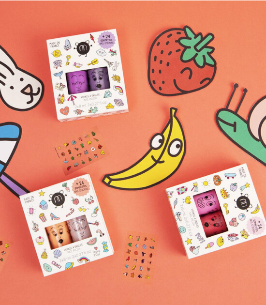 Nailmatic Kids Su Bazlı Tırnak Cila + Sticker Set // WOW (Marshi-Piglou)
