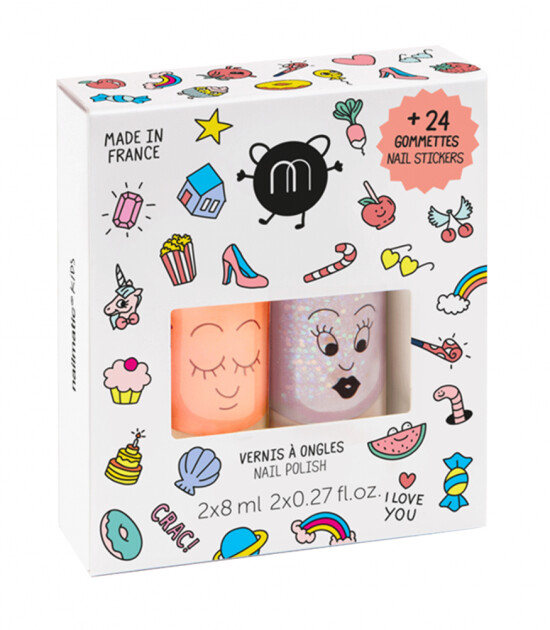 Nailmatic Kids Su Bazlı Tırnak Cila + Sticker Set // CRAC (Flamingo-Polly)