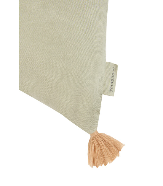 Nobodinoz İşlemeli Fransız Keten Yastık, Green Matcha