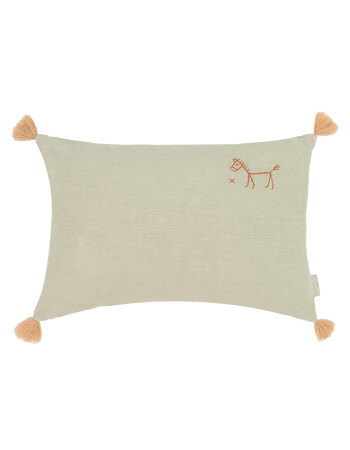 Nobodinoz İşlemeli Fransız Keten Yastık, Green Matcha