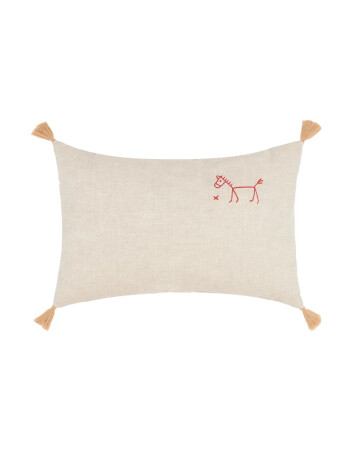 Nobodinoz İşlemeli Fransız Keten Yastık, Greige