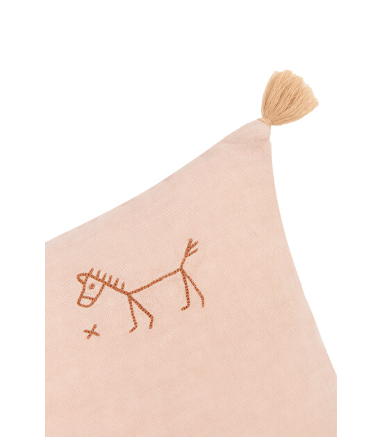 Nobodinoz İşlemeli Fransız Keten Yastık, Powder Pink