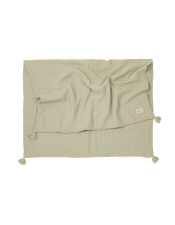 Nobodinoz Wabi Sabi &Ccedil;ift Kat M&uuml;slin Battaniye // Green Matcha