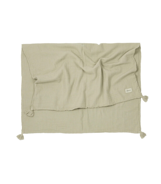 Nobodinoz Wabi Sabi &Ccedil;ift Kat M&uuml;slin Battaniye // Green Matcha