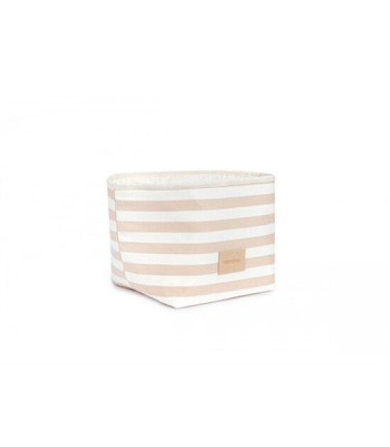 Nobodinoz Little Django Oyuncak Çantası, Taupe Thin Stripes /Natural