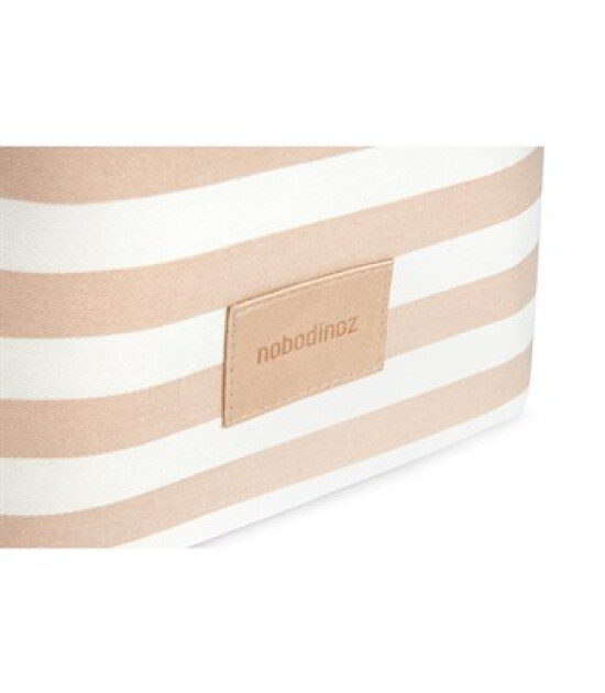 Nobodinoz Little Django Oyuncak Çantası, Taupe Thin Stripes /Natural