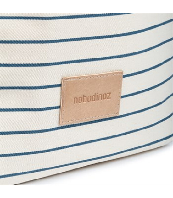 Nobodinoz Little Django Oyuncak Çantası, Blue Thin Stripes /Natural-kb