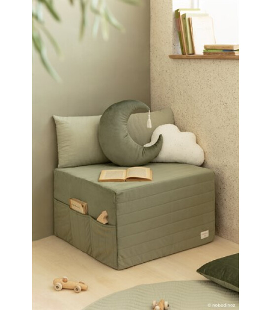 Nobodinoz Sleepover Kadife Puf // Olive Green