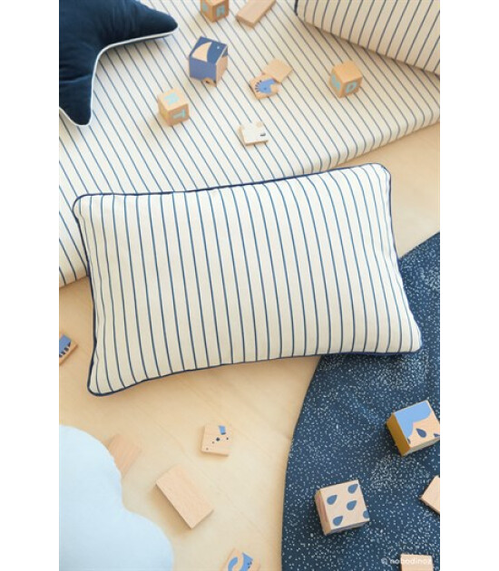 Nobodinoz Jazz Thin Stripes Yastık // Blue - Naturel
