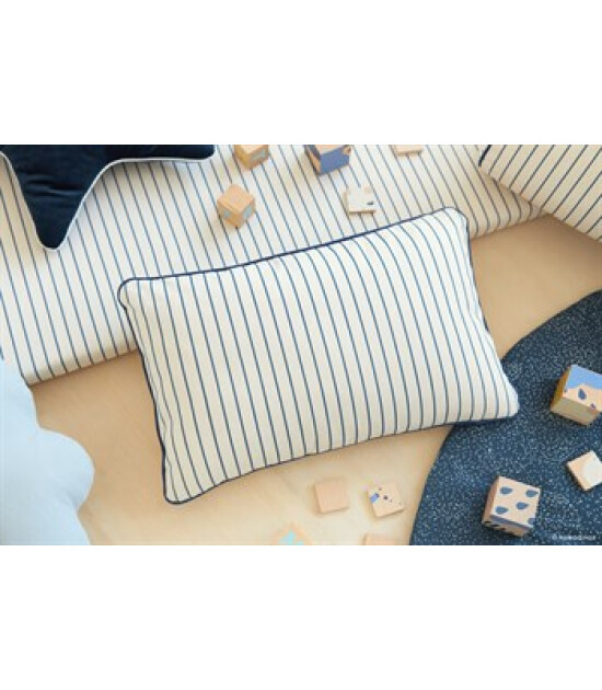 Nobodinoz Jazz Thin Stripes Yastık // Blue - Naturel