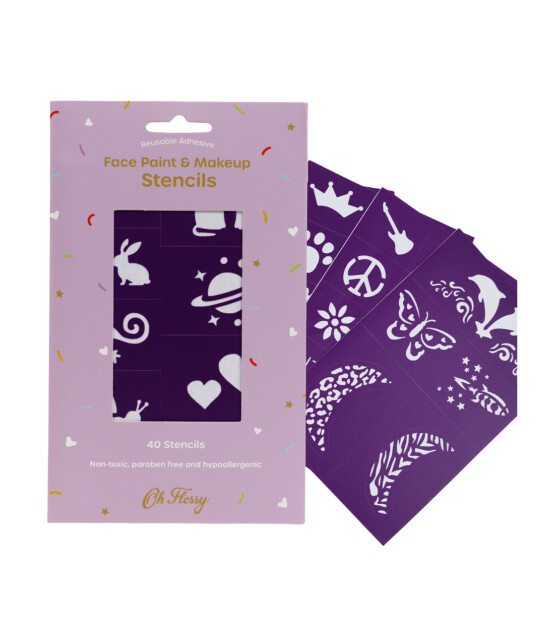 Oh Flossy Yapışkanlı ve Tekrar Kullanılabilen Yüz Boyama ve Makyaj Kalıbı/ Purple
