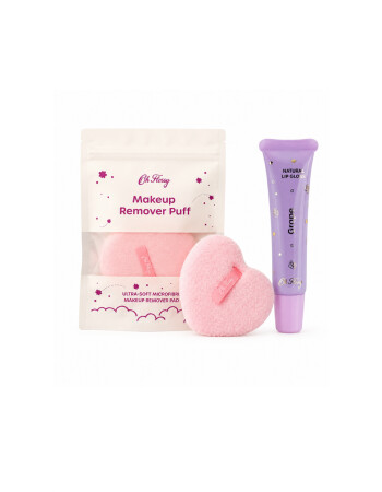 Oh Flossy Yıkanabilir Makyaj Temizleme Pufu - Doğal Dudak Parlatıcısı Grape Set
