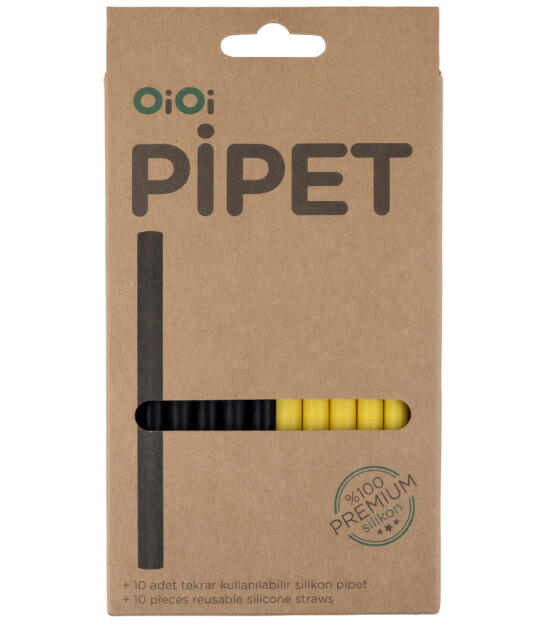 OiOi Silikon Pipet Set (10 Adet) // Bitter Black - Bee Yellow