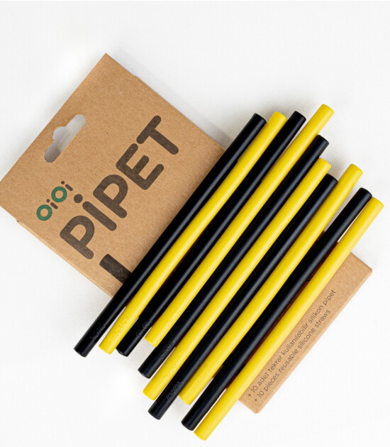 OiOi Silikon Pipet Set (10 Adet) // Bitter Black - Bee Yellow