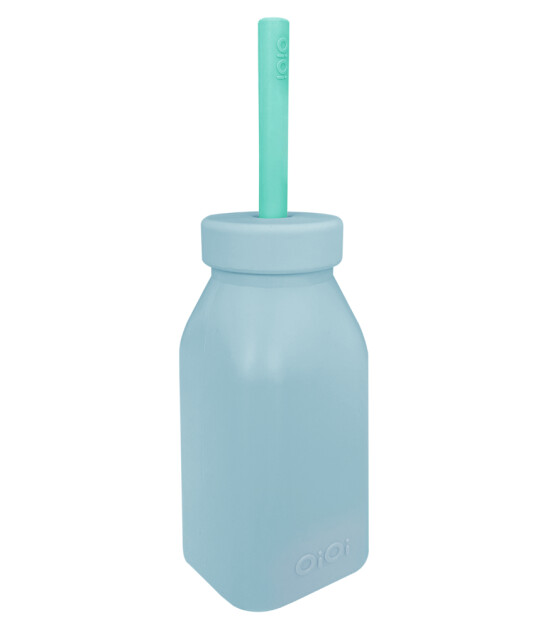 OiOi Silikon Şişe + Pipet // Mineral Blue - Aqua Green