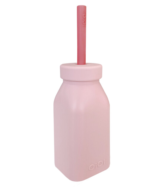 OiOi Silikon Şişe + Pipet // Pinky Pink - Velvet Rose