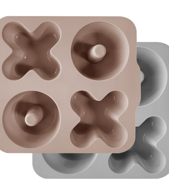 OiOi XoXo Silikon Bölmeli Kek Kalıbı İkili Set // Bubble Beige - Powder Grey