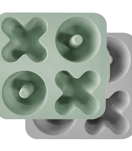 OiOi XoXo Silikon Bölmeli Kek Kalıbı İkili Set // River Green - Powder Grey