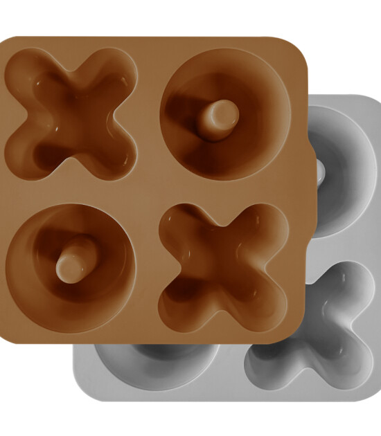 OiOi XoXo Silikon Bölmeli Kek Kalıbı İkili Set // Woody Brown - Powder Grey