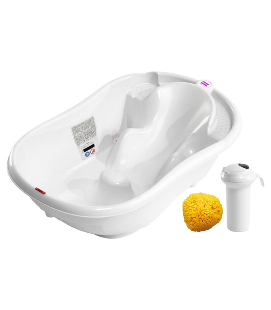 OkBaby Onda Banyo Küveti & Splash Bebek Duşu & Doğal Banyo Süngeri No.10 // Beyaz