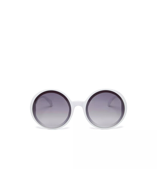 Okkia Monica Unisex Büyük Yuvarlak  Güneş Gözlüğü Beyaz