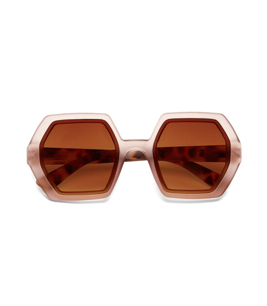 Okkia Emma Big Hexagonal Güneş Gözlüğü // Pink Havana