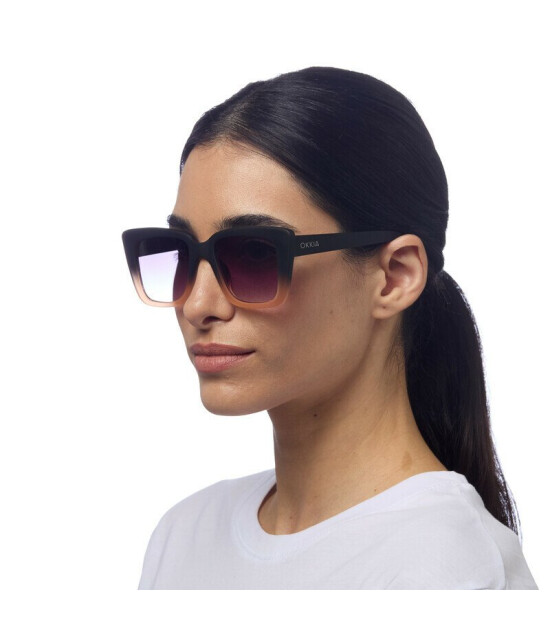 Okkia Elba Unisex G&uuml;neş G&ouml;zl&uuml;ğ&uuml;Siyah - Pudra/ Lens: Siyah gradyan