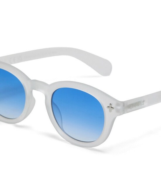 Okkia Milano Unisex G&uuml;neş G&ouml;zl&uuml;ğ&uuml; Transparan Beyaz / Lens: Mavi Gradyan