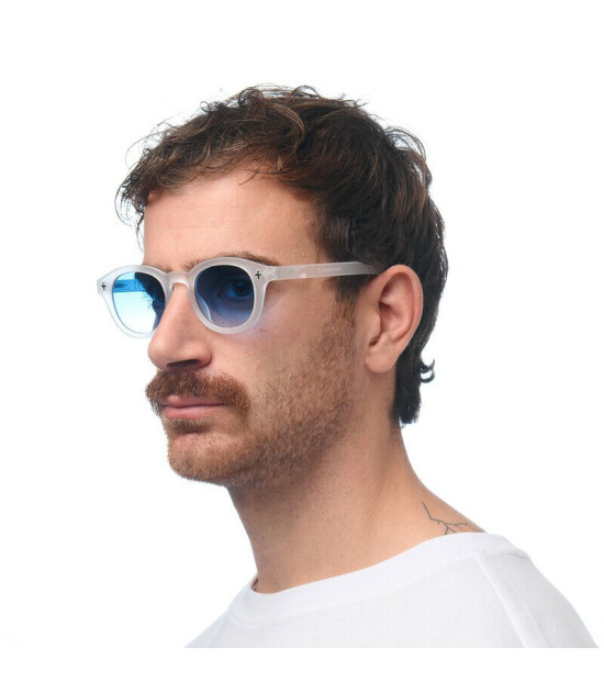 Okkia Milano Unisex G&uuml;neş G&ouml;zl&uuml;ğ&uuml; Transparan Beyaz / Lens: Mavi Gradyan