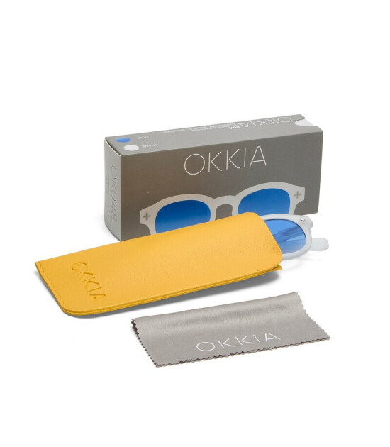 Okkia Milano Unisex G&uuml;neş G&ouml;zl&uuml;ğ&uuml; Transparan Beyaz / Lens: Mavi Gradyan