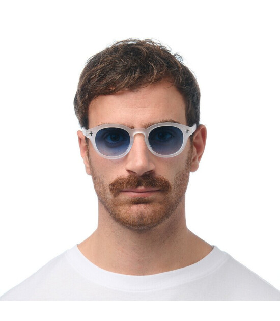 Okkia Milano Unisex G&uuml;neş G&ouml;zl&uuml;ğ&uuml; Transparan Beyaz / Lens: Mavi Gradyan