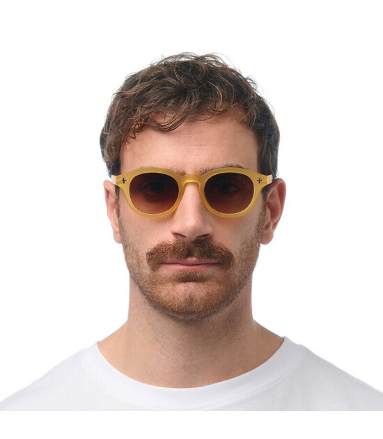 Okkia Milano Unisex G&uuml;neş G&ouml;zl&uuml;ğ&uuml; Sarı / Lens: Kahverengi Gradyan